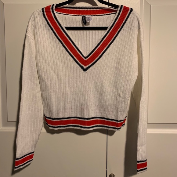White cropped knitted long sleeve shirt from H&M - Picture 1 of 1